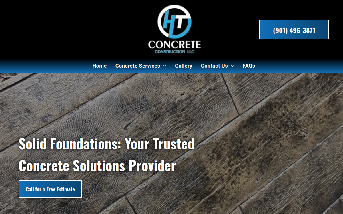 H&T Concrete construction website screenshot