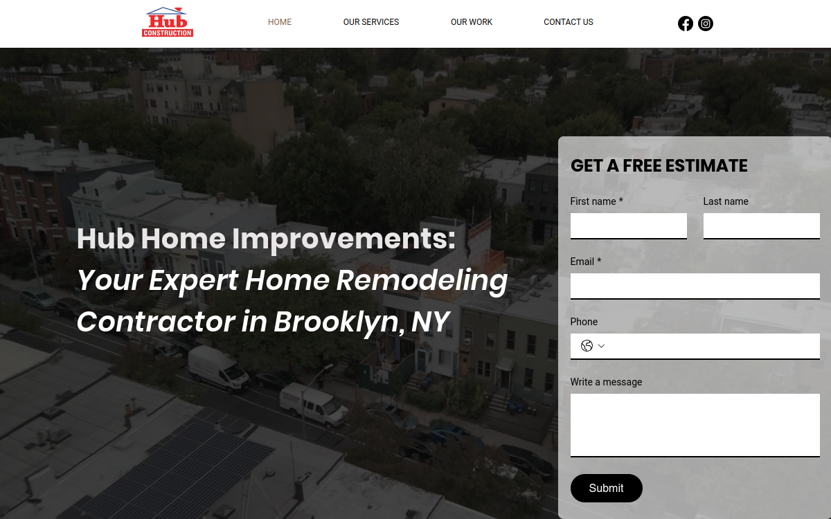 Hub Home Improvements website screenshot