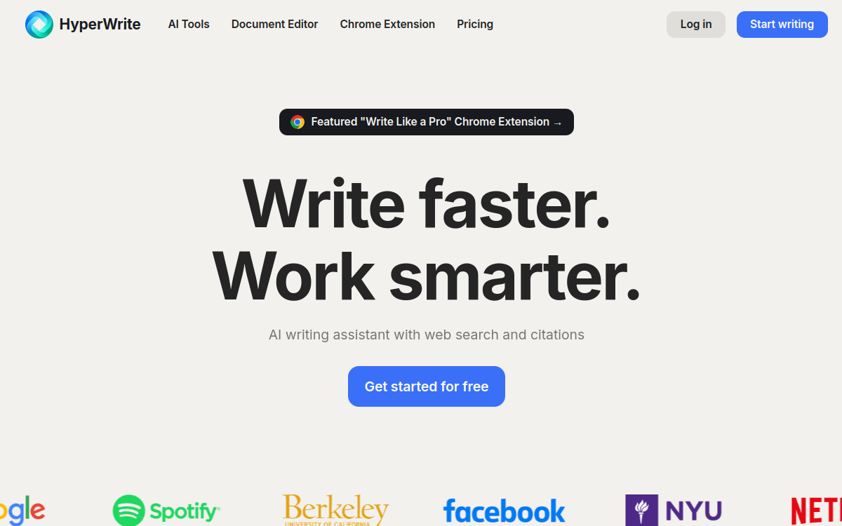HyperWrite website preview