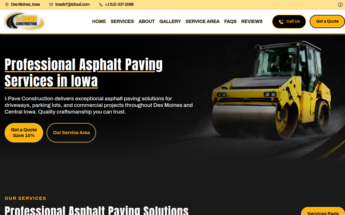 I-Pave Construction website screenshot