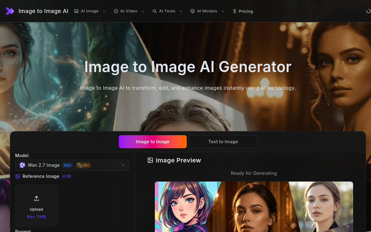 Screenshot von Image to Image AI