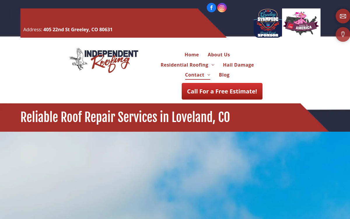 Independent Roofing Inc website screenshot