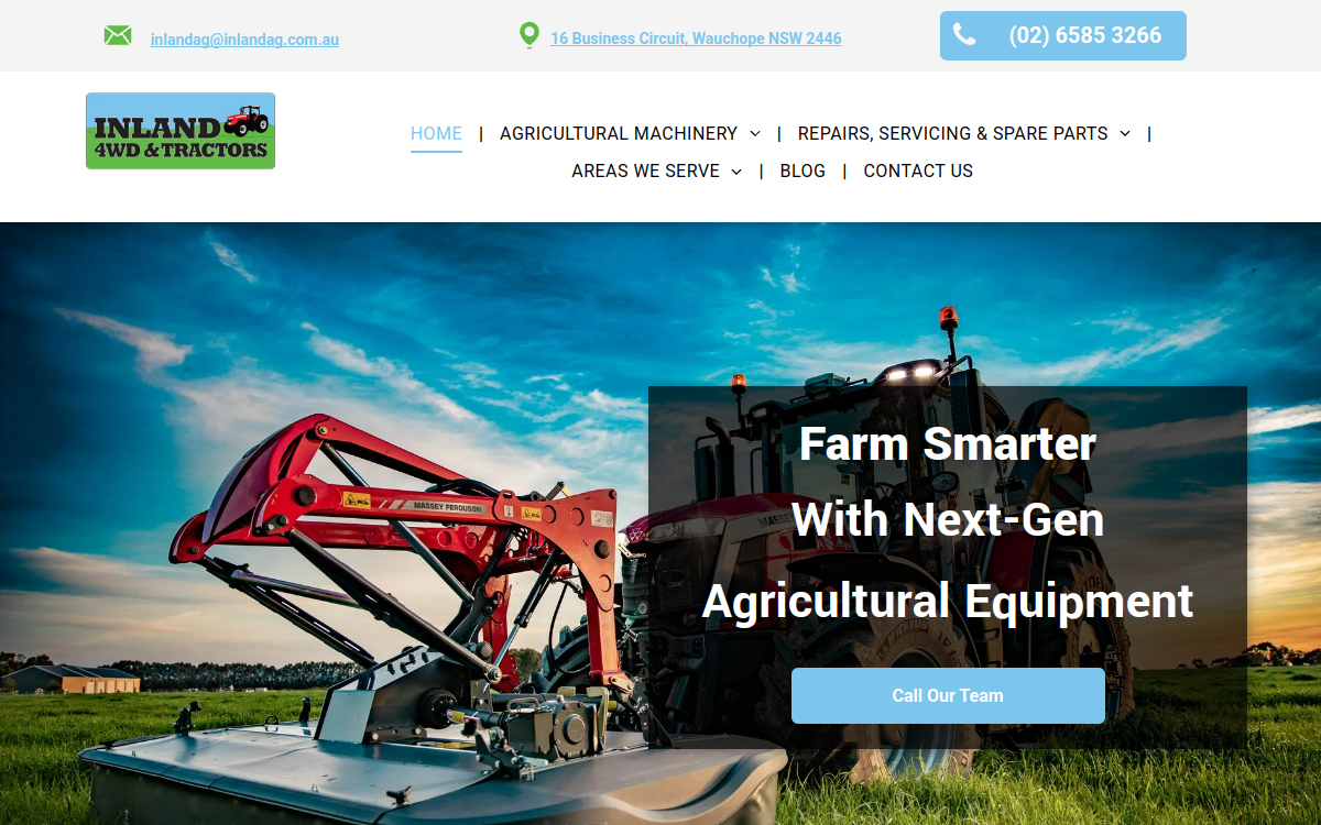 Inland 4WD & Tractors website screenshot