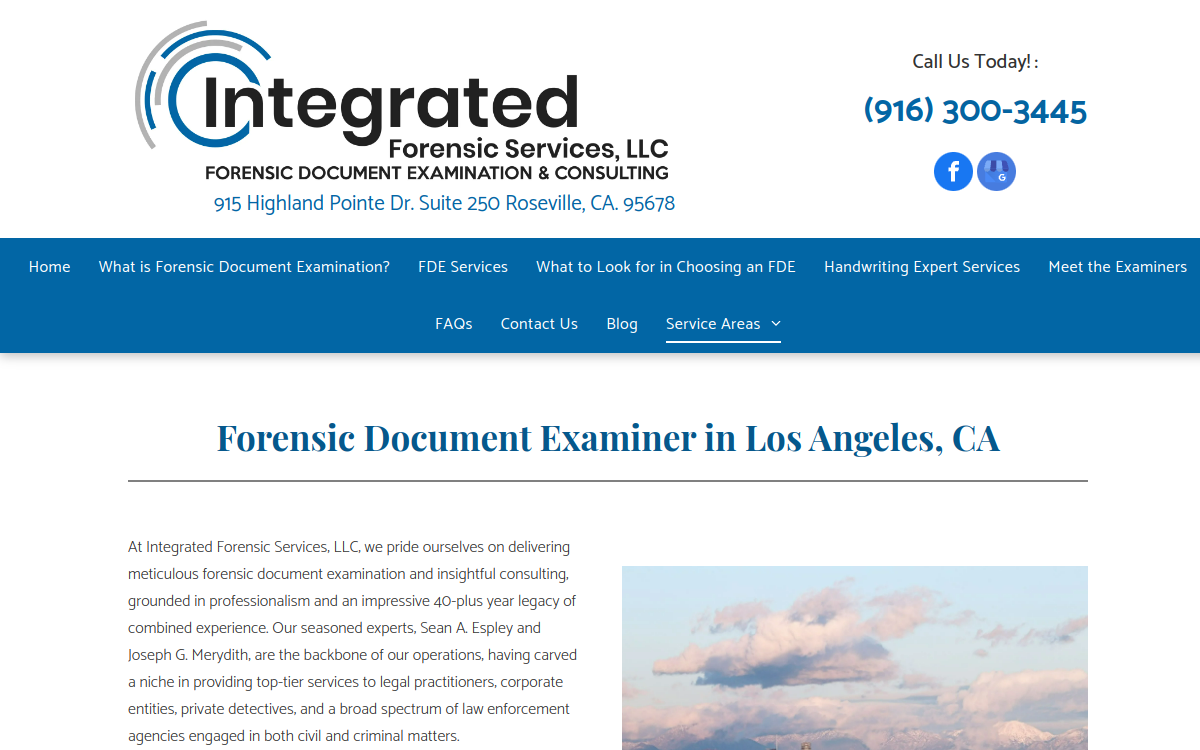 Integrated Forensic Services, LLC website screenshot
