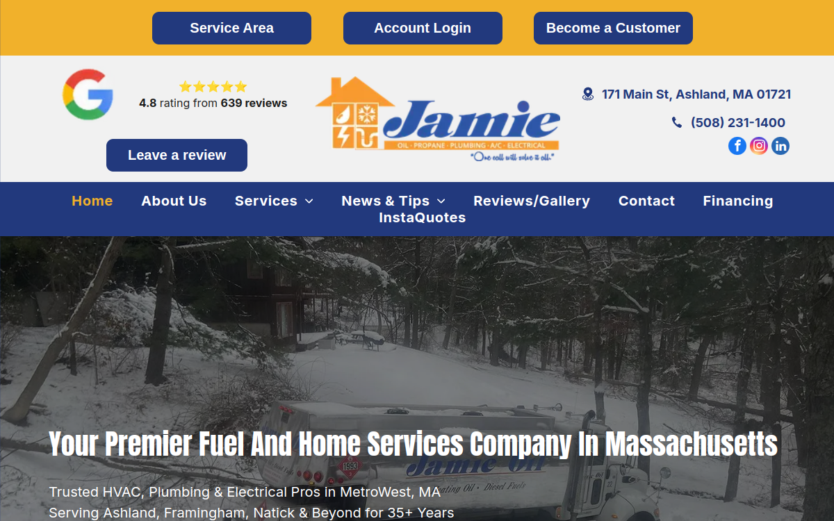Jamie Oil website screenshot