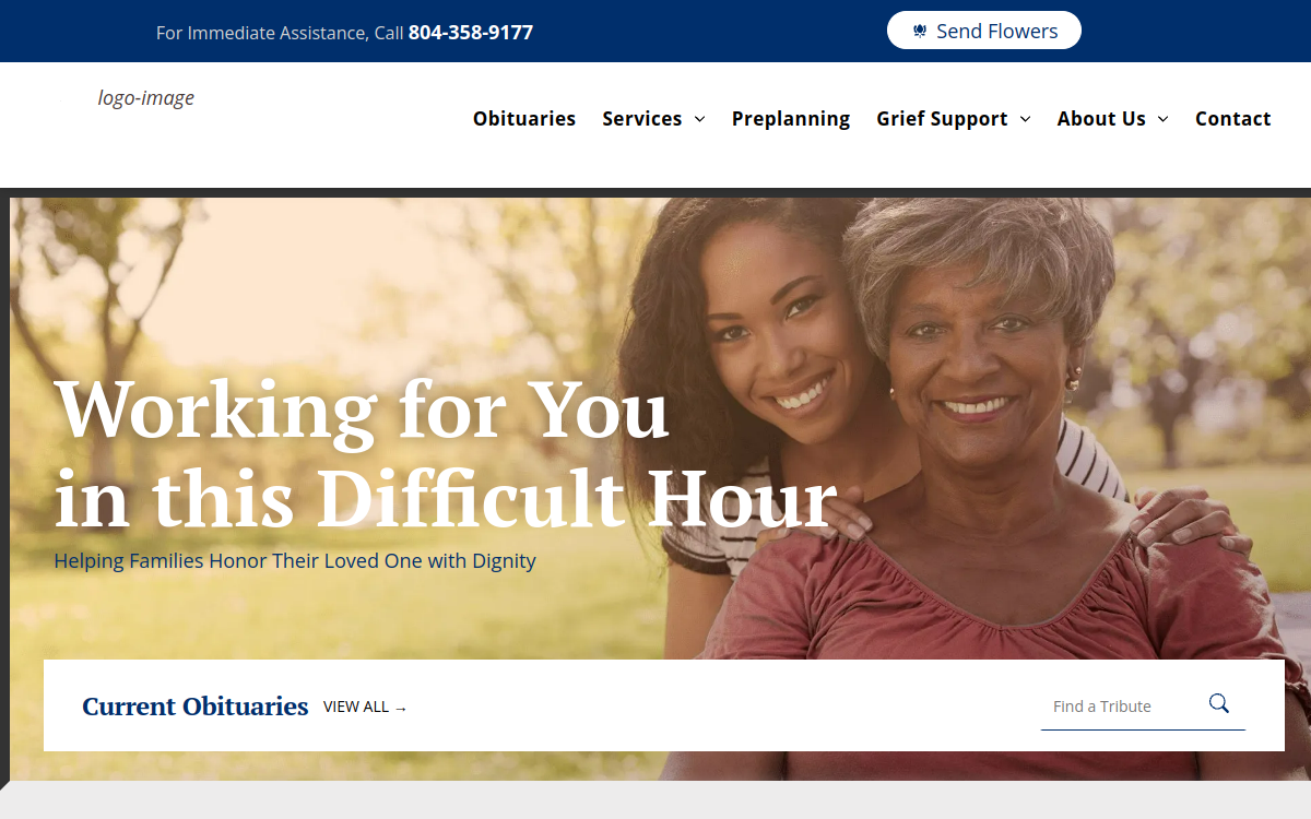 Joseph Jenkins Jr Funeral Home website screenshot