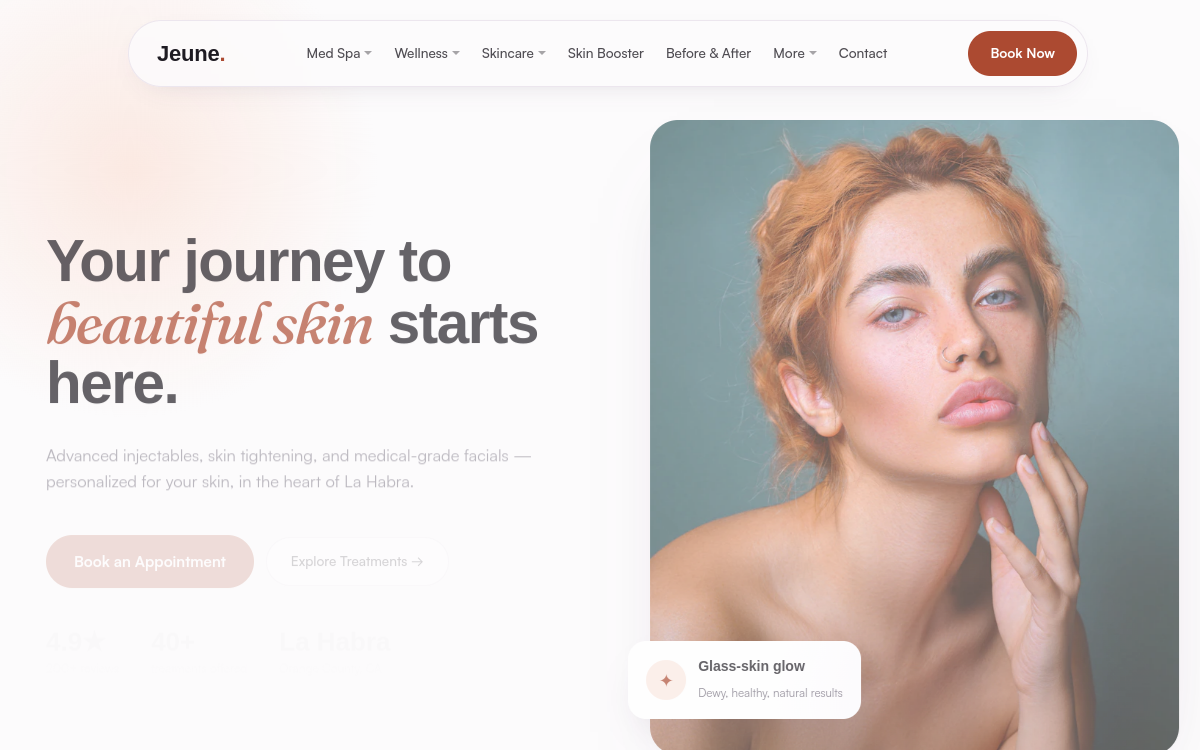 Jeune MedSpa website screenshot