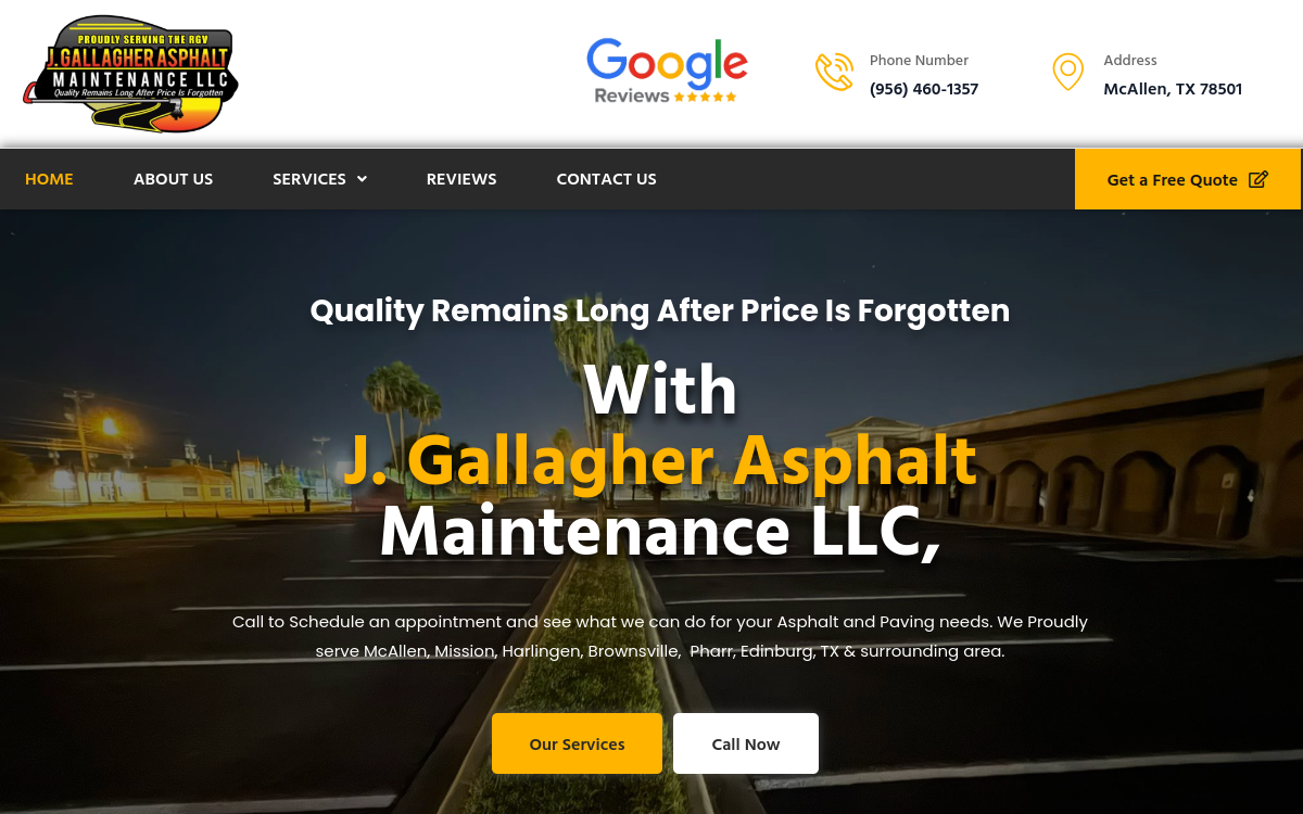J. Gallagher Asphalt Maintenance LLC website screenshot