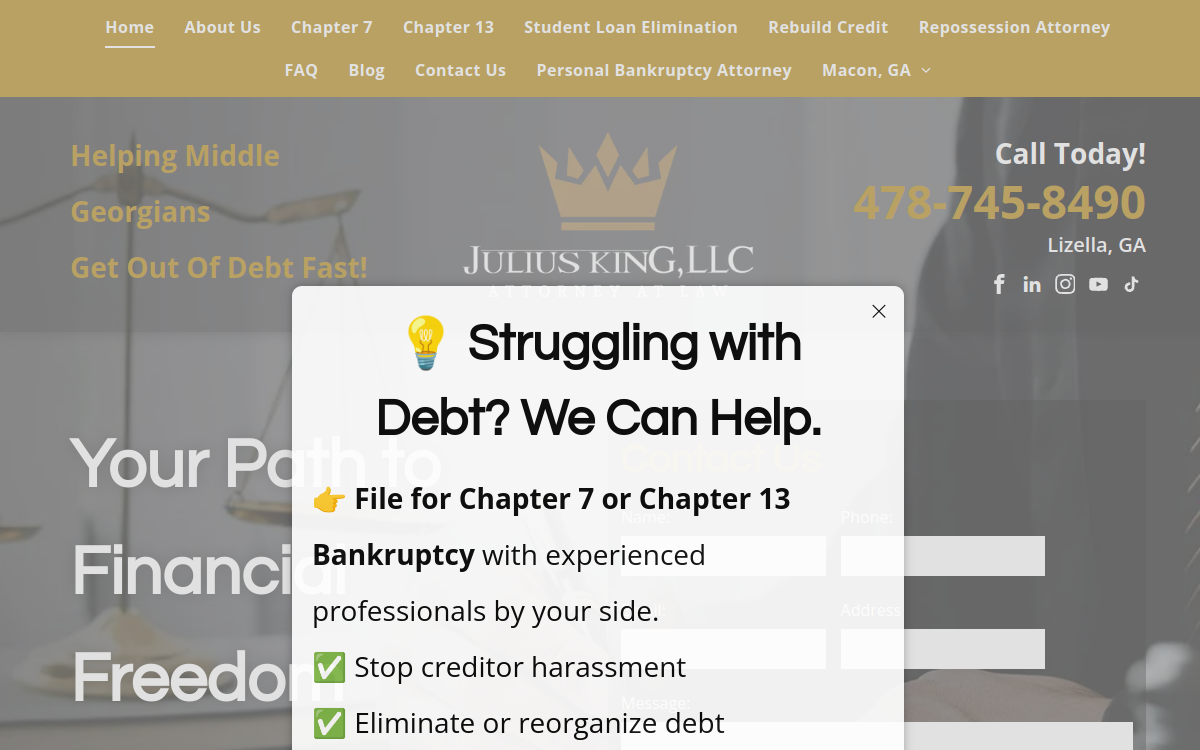 Julius King Atty At Law LLC website screenshot