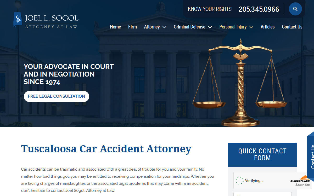 Joel L. Sogol, Attorney at Law website screenshot