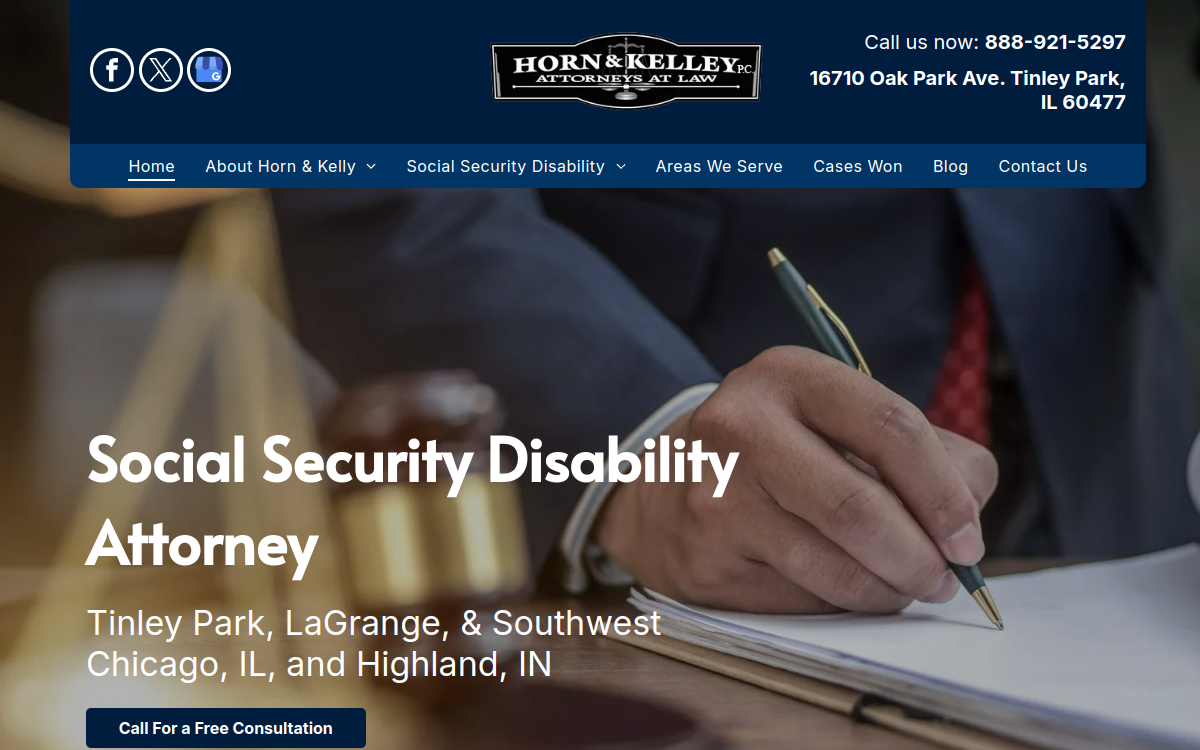 Horn & Kelley, PC Attorneys at Law website screenshot