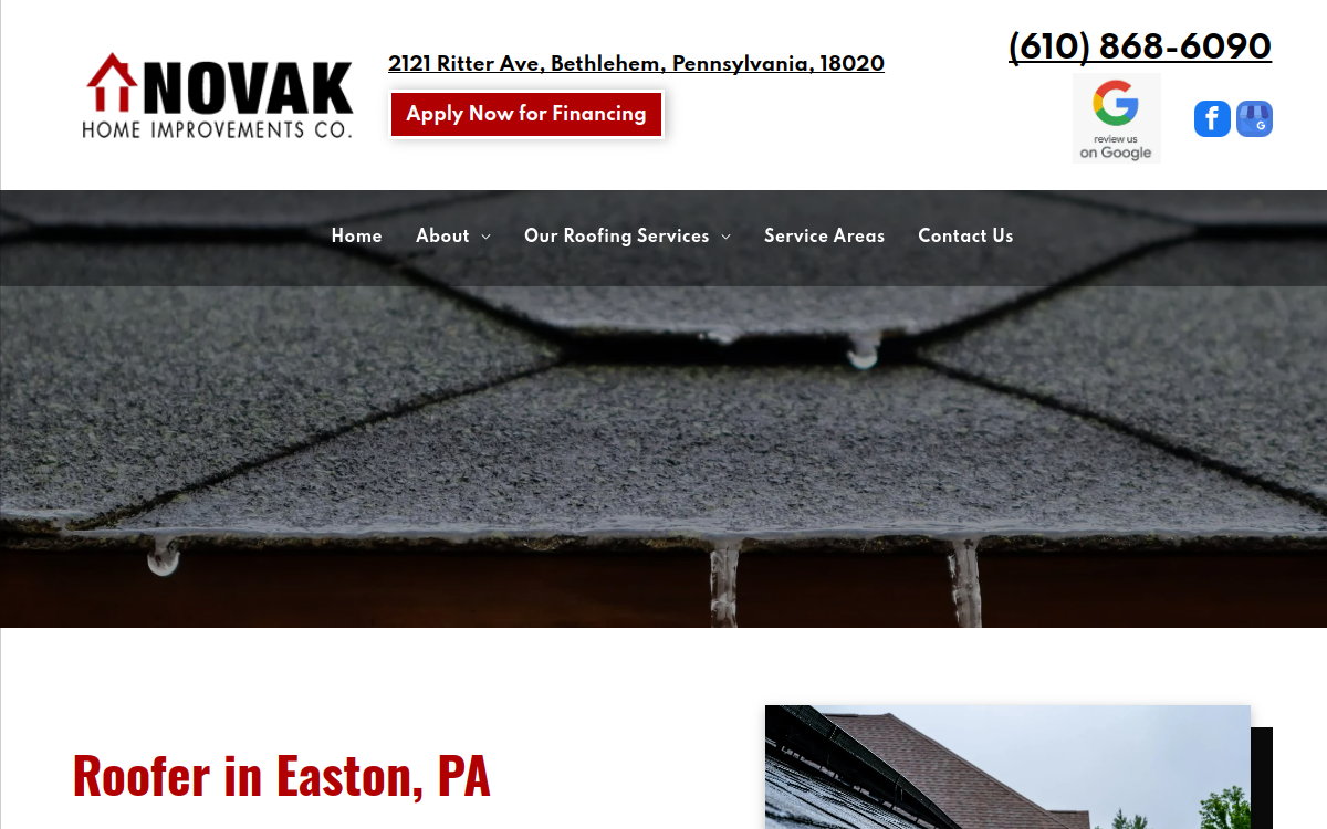 Novak Home Improvements Co. website screenshot
