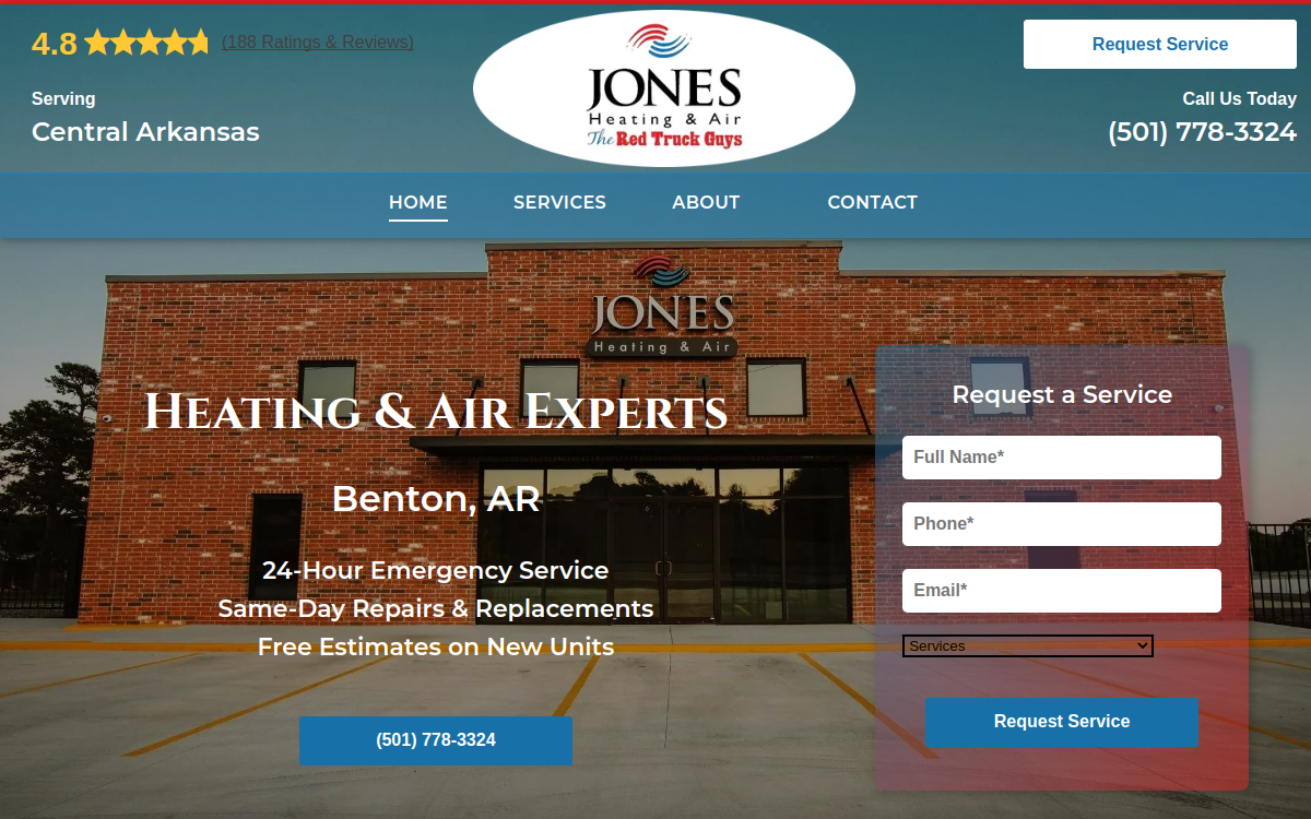 Jones Heating and Air website screenshot