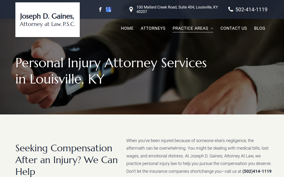 Joseph D. Gaines, Attorney At Law website screenshot