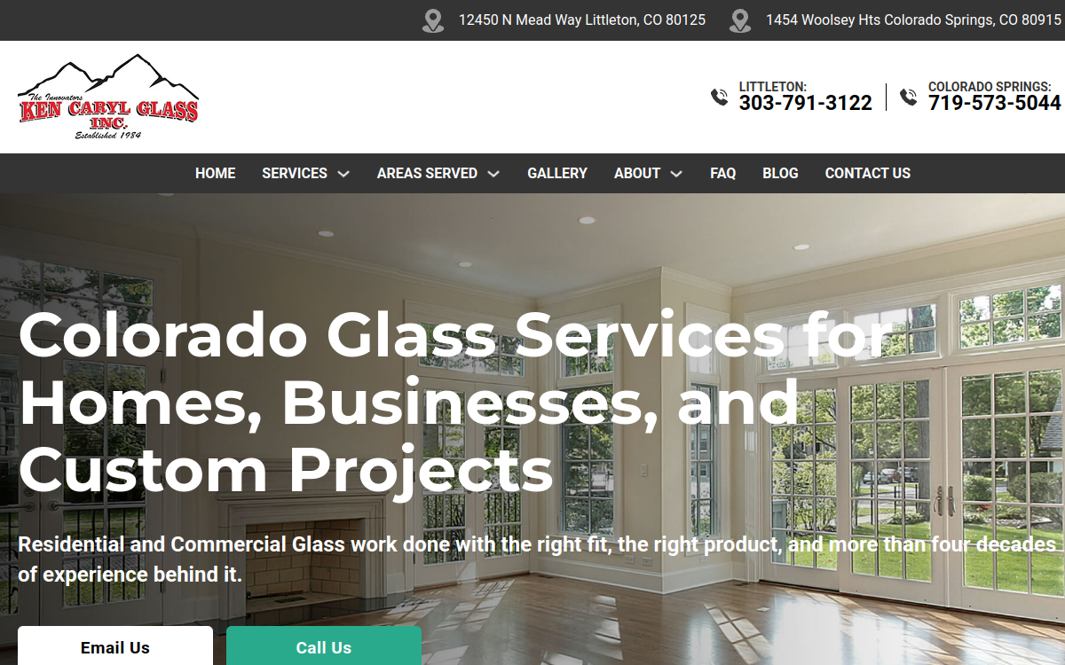 Ken Caryl Glass, Inc. website screenshot