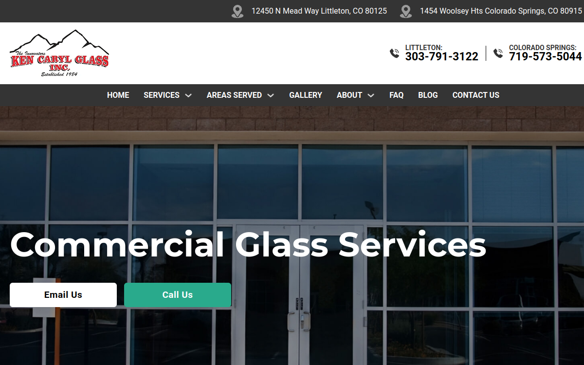 Ken Caryl Glass, Inc. website screenshot
