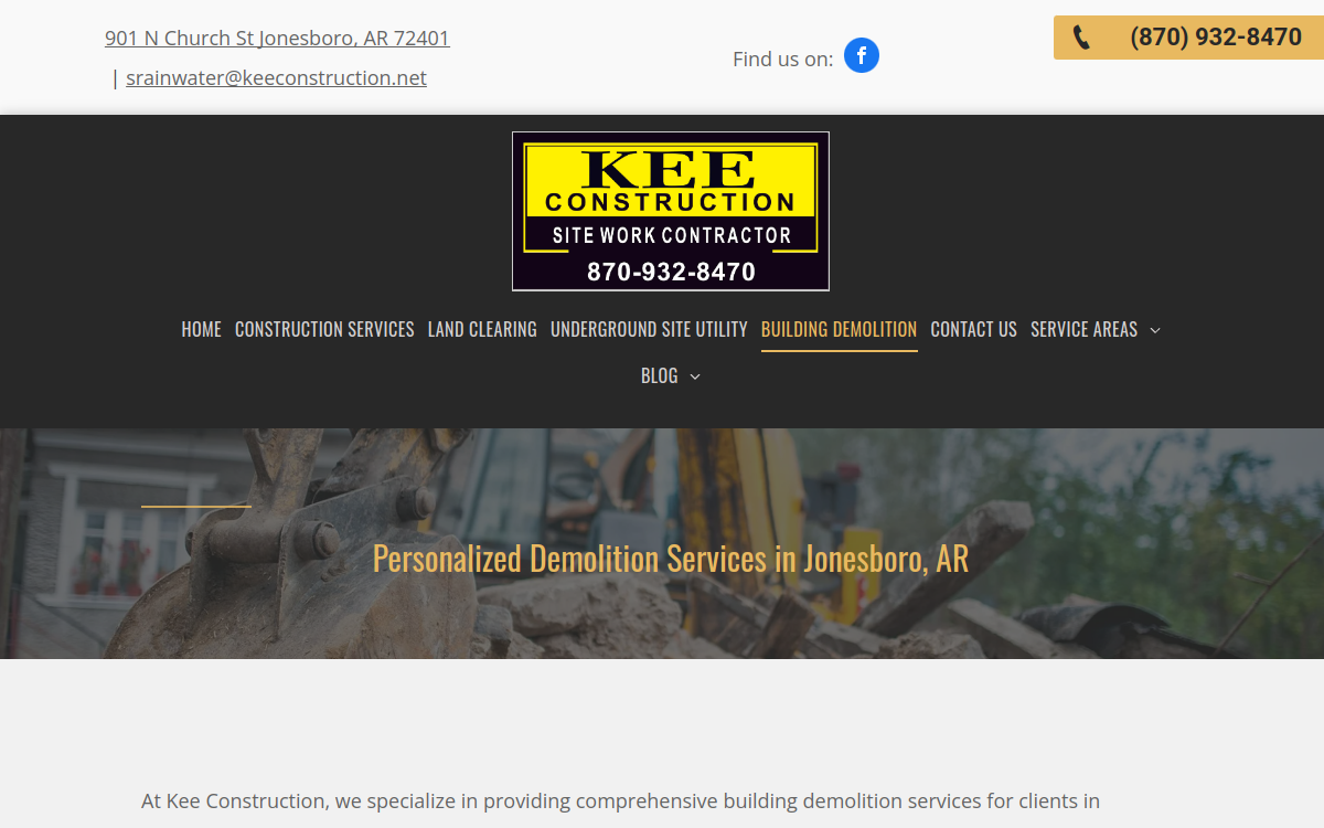 Kee Construction website screenshot