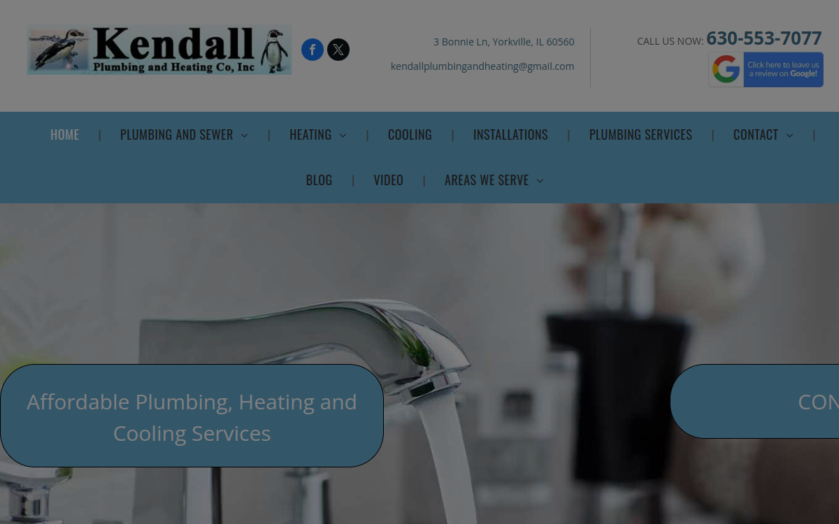 Kendall Plumbing & Heating Company Inc website screenshot