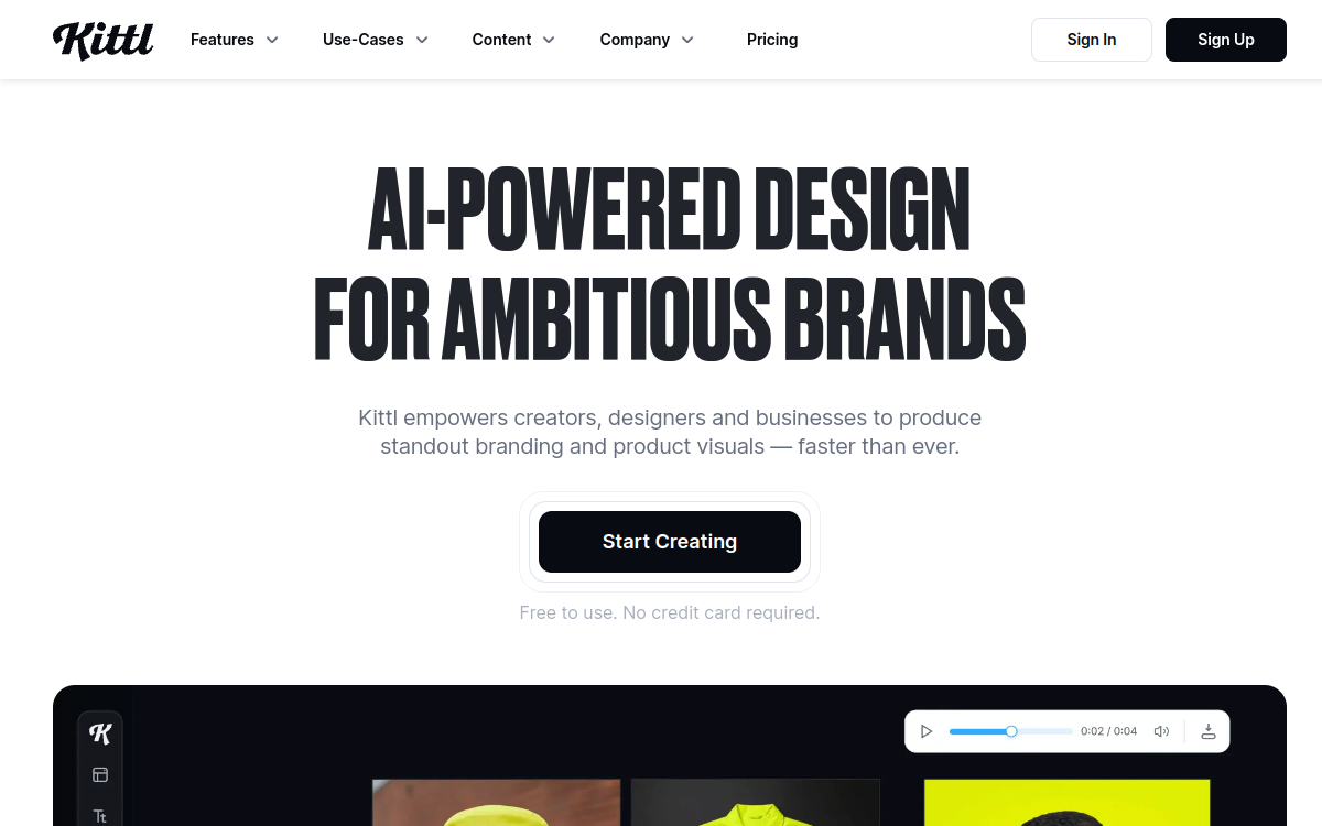 Kittl website preview