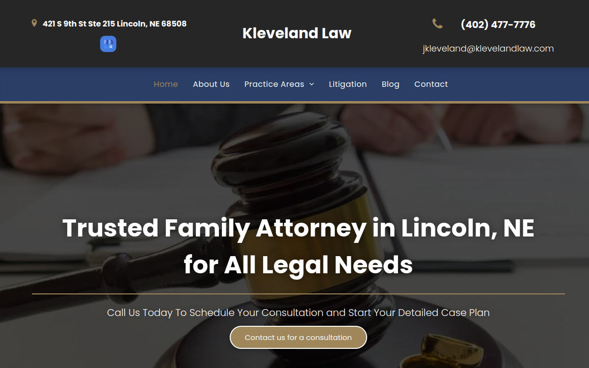 Kleveland Law website screenshot