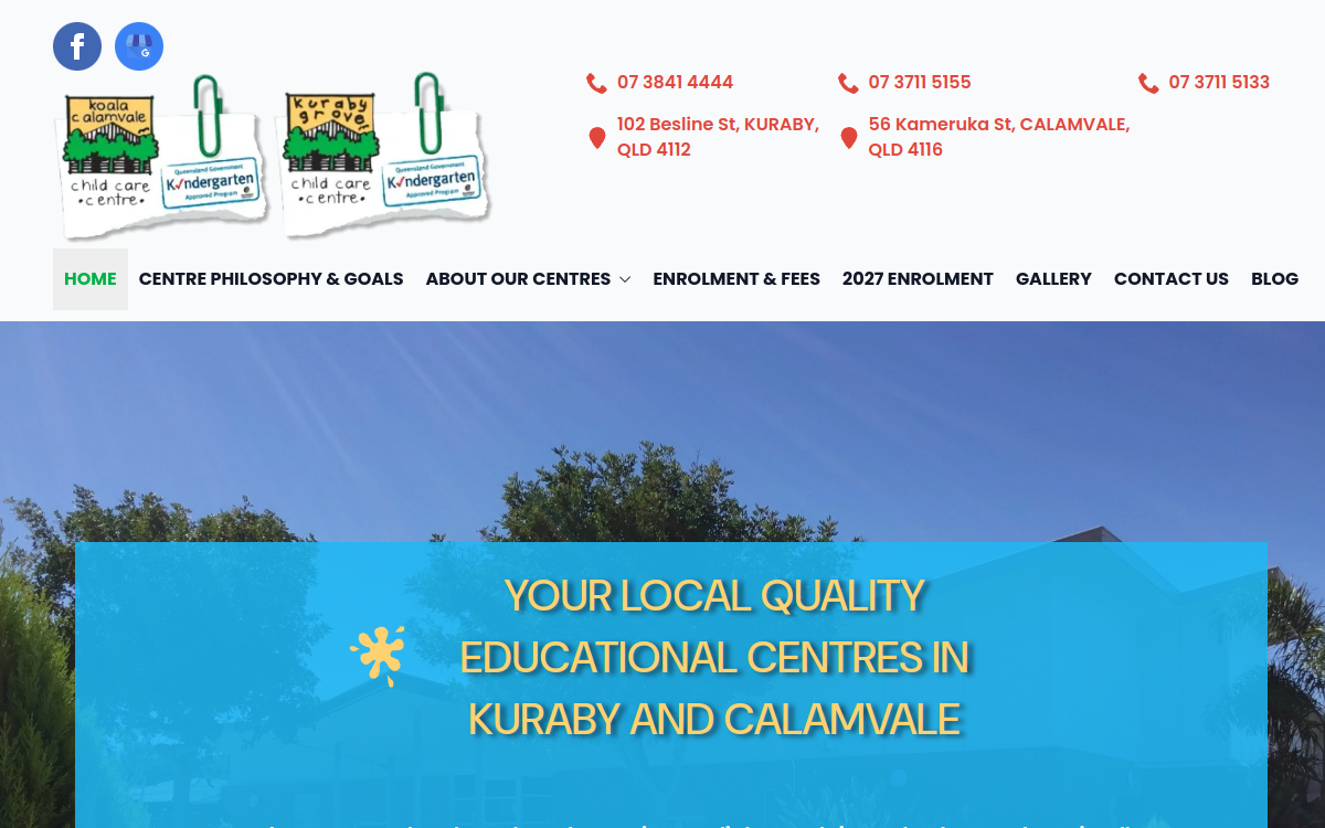 Koala Calamvale Childcare Centre website screenshot