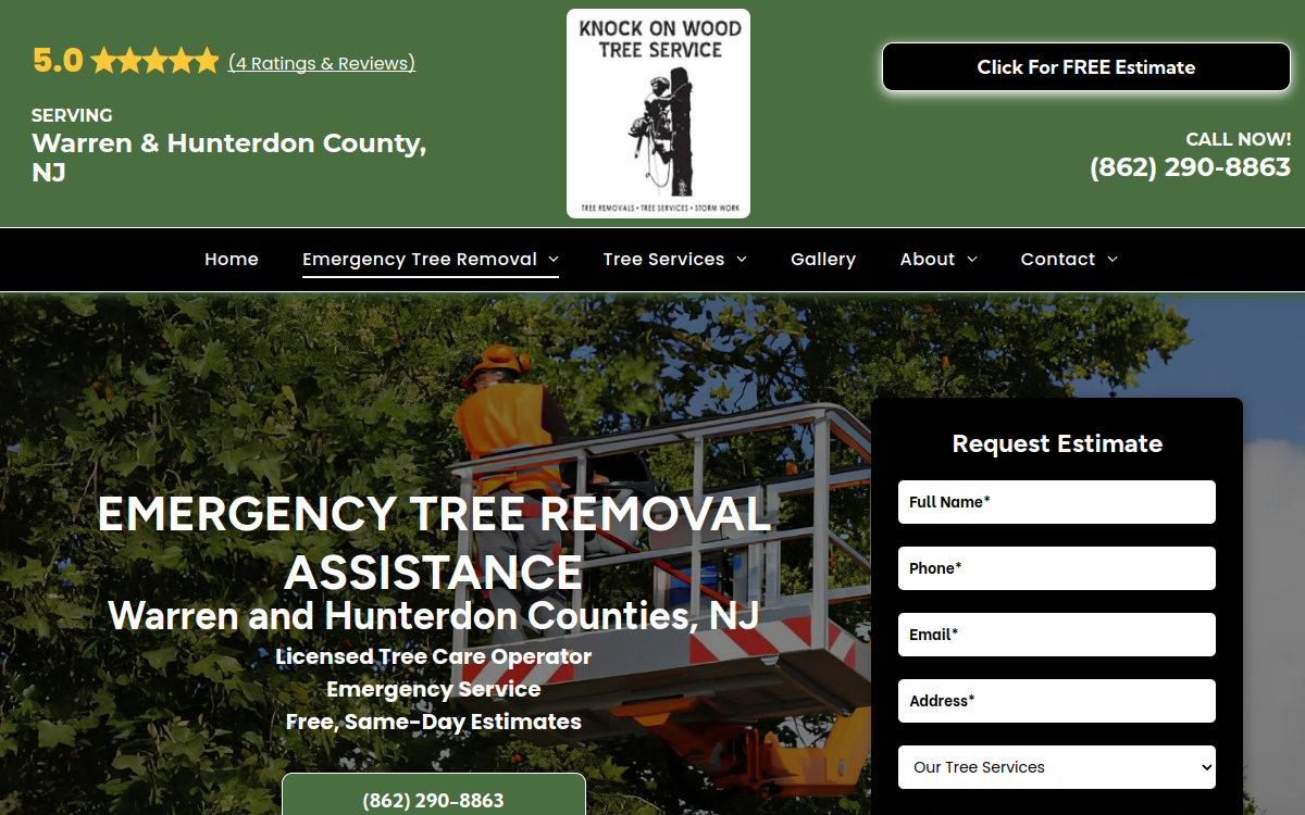 Knock on Wood Tree Service LLC website screenshot
