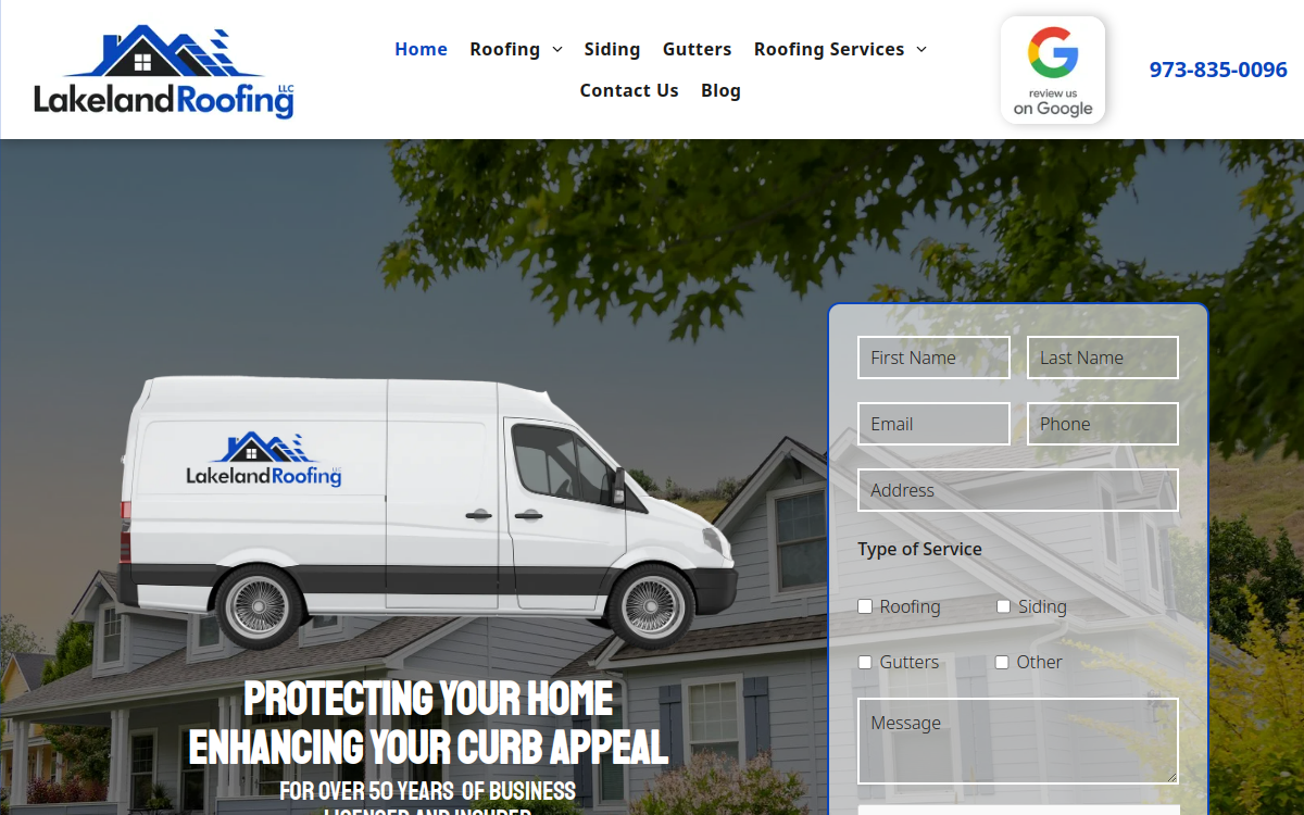 Lakeland Roofing LLC website screenshot
