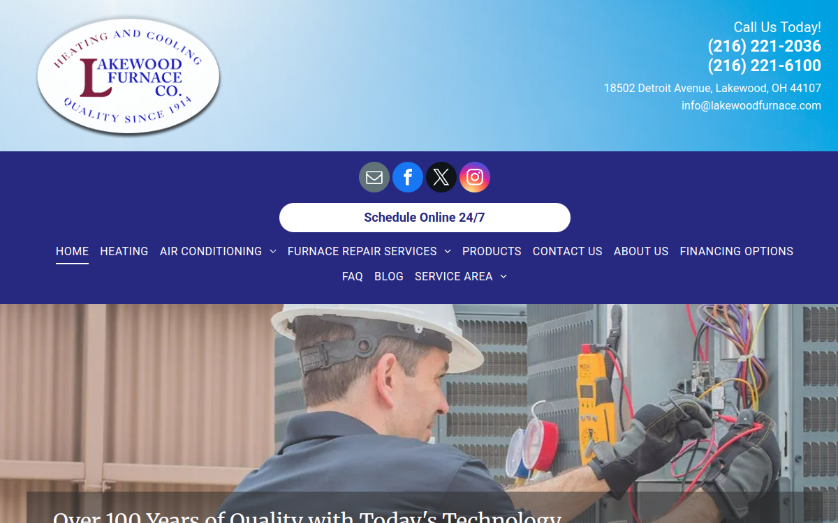 Lakewood Furnace Co website screenshot