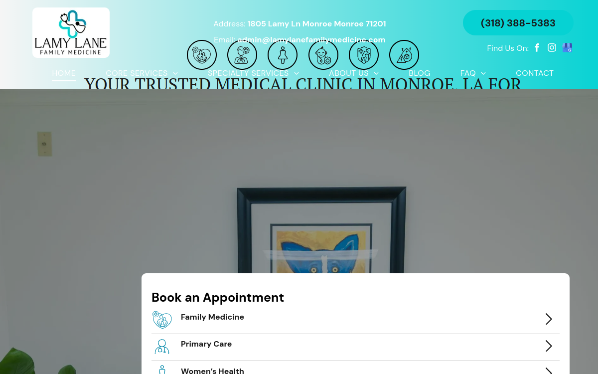 Lamy Lane Family Medicine website screenshot