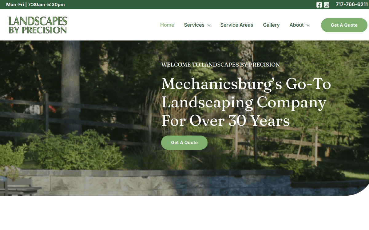 Landscapes By Precision website screenshot