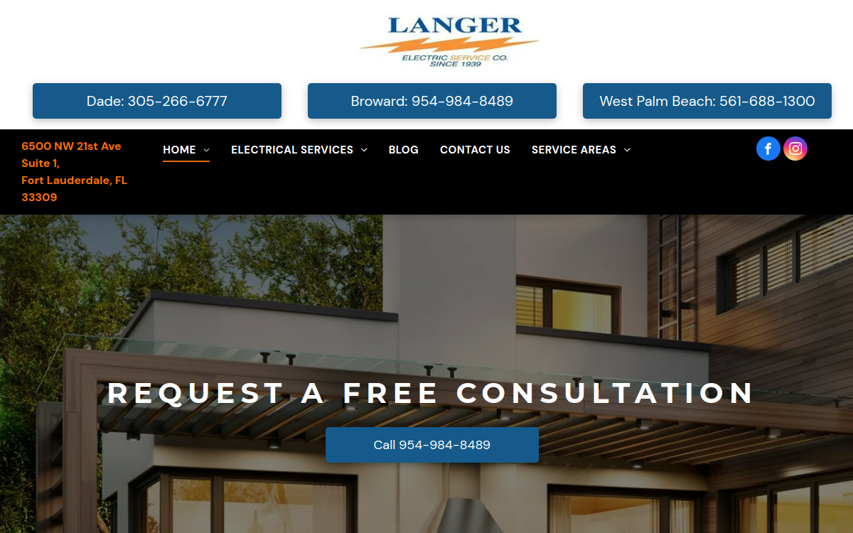 Langer Electric website screenshot