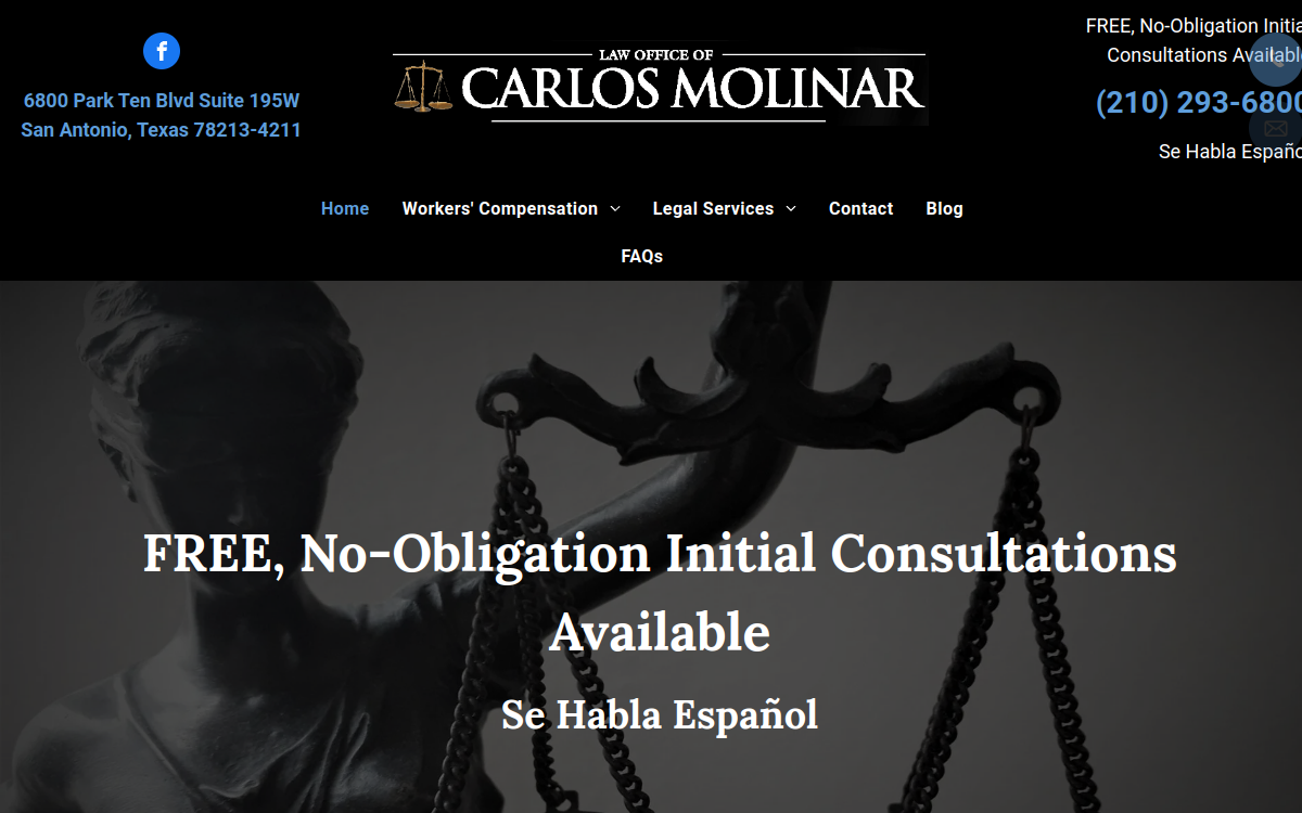 Law Office of Carlos Molinar website screenshot