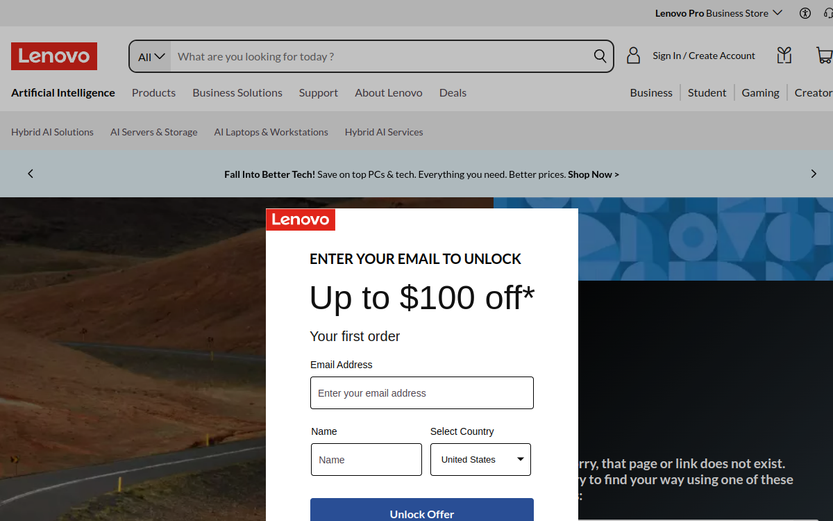 Lenovo Financial Services interface screenshot