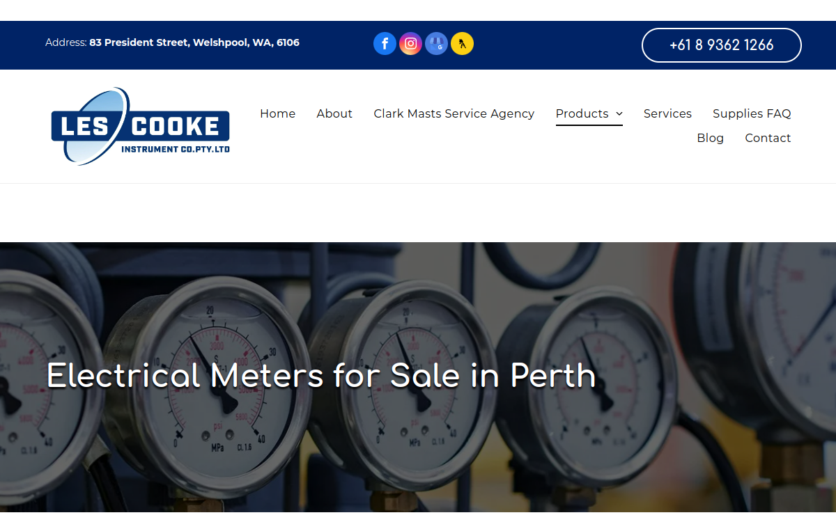 Les Cooke Instrument Co Pty Ltd website screenshot