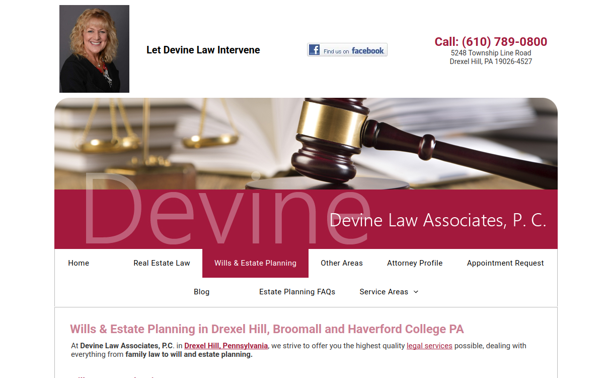 Devine Law Associates, P.C. website screenshot