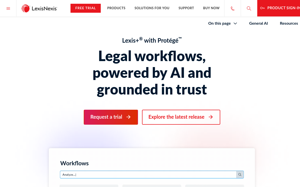 Lexis+ AI website preview