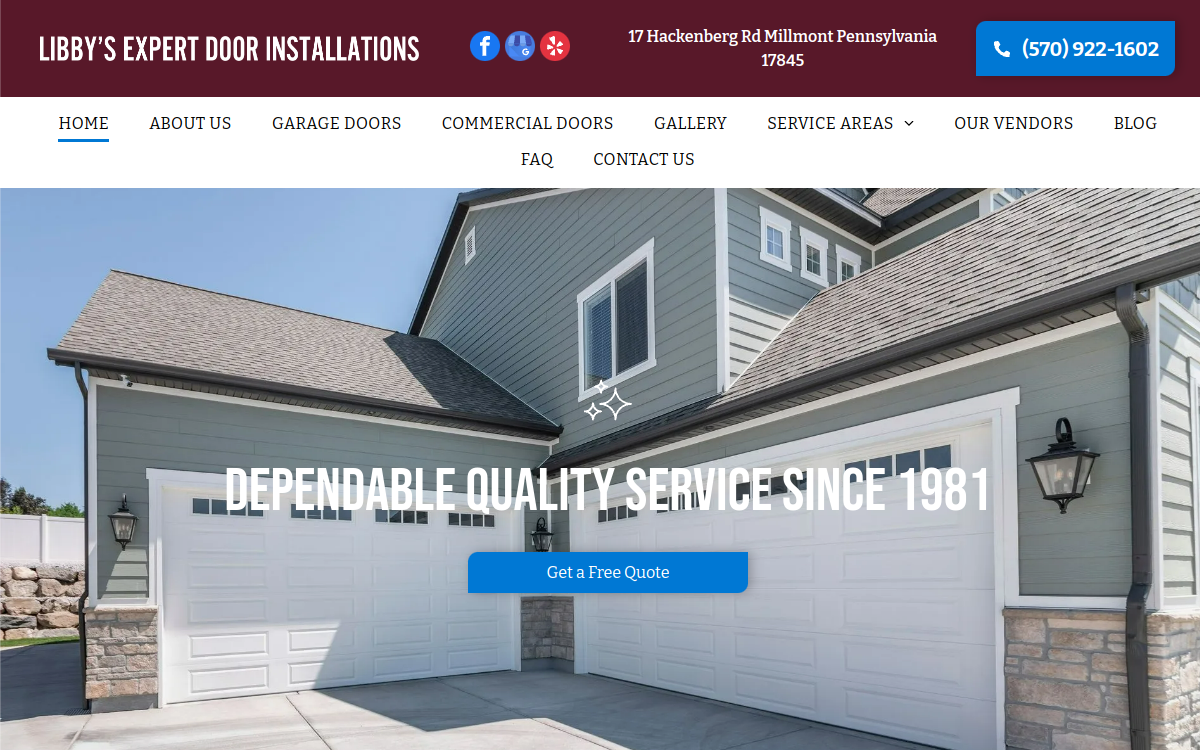 Libby's Expert Door Installations website screenshot