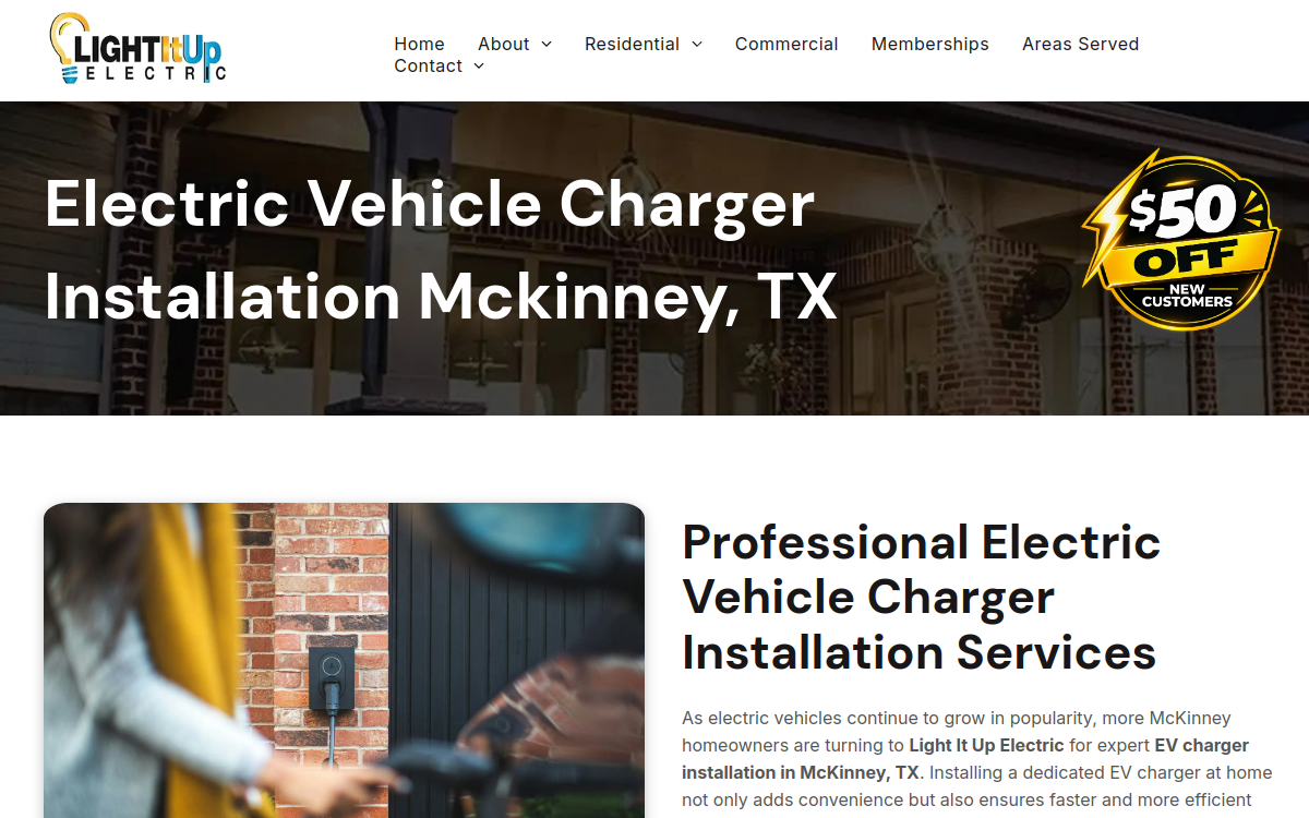 Light It Up Electric website screenshot