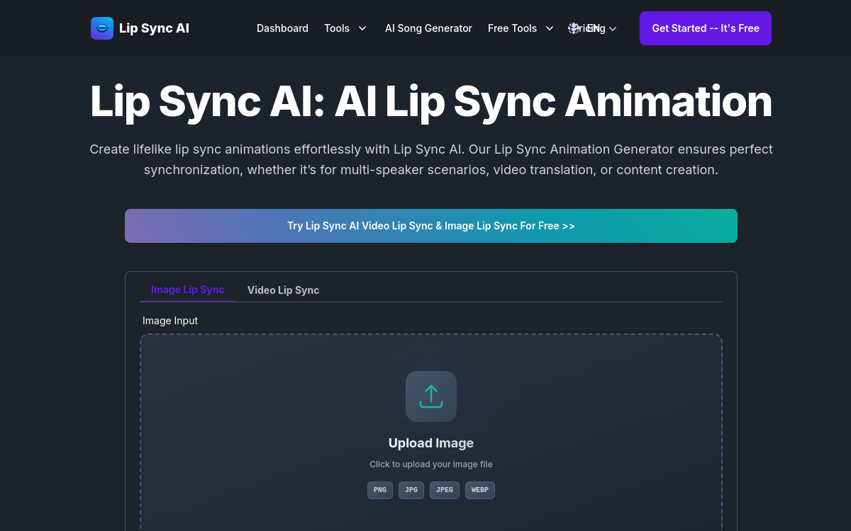 Screenshot von Lip Sync AI
