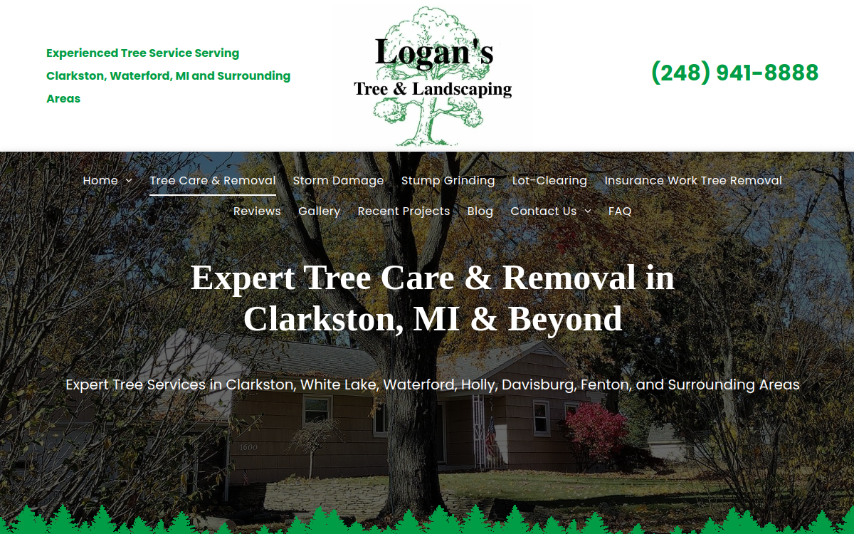 Logan's Tree & Landscaping website screenshot