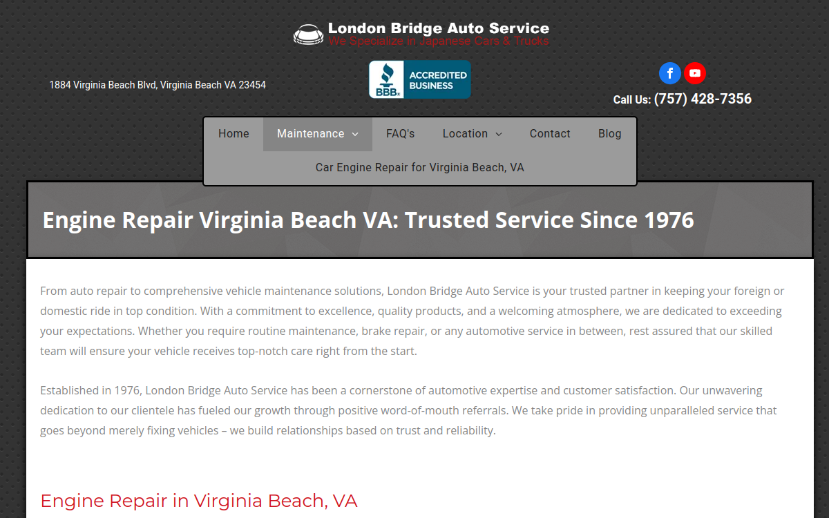 London Bridge Auto Service website screenshot
