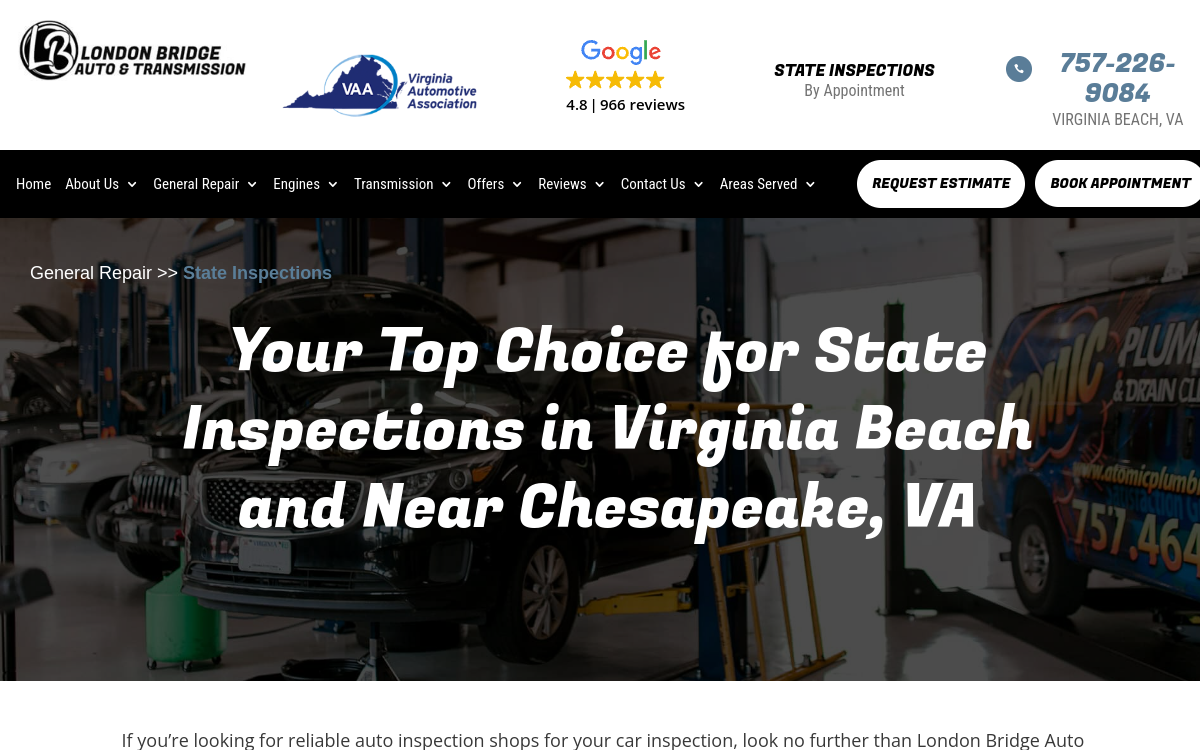 London Bridge Auto And Transmission Repair Shop Virginia Beach website screenshot