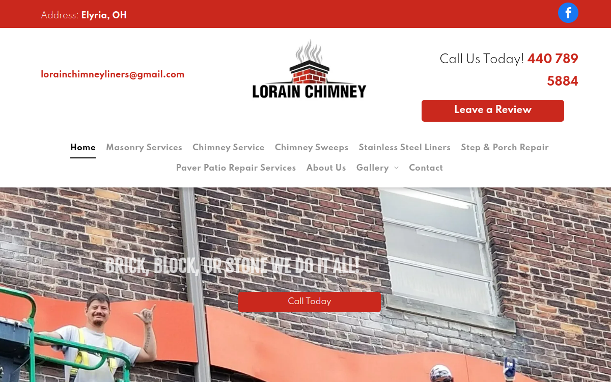Lorain Chimney website screenshot