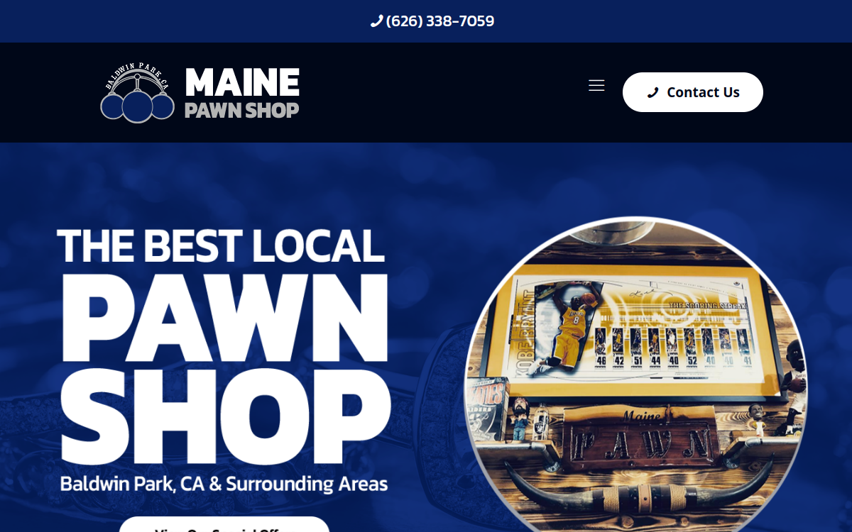 Maine Pawn Shop website screenshot