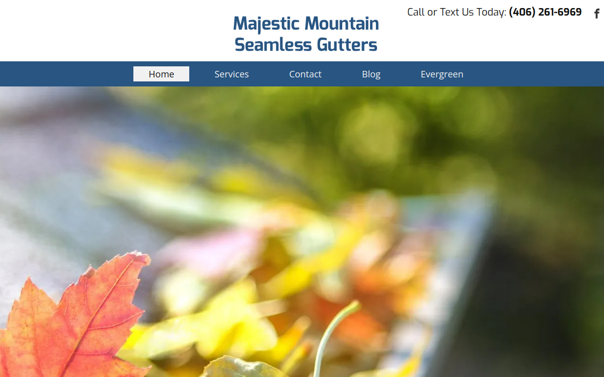 MaJestic Mountain Seamless Gutters website screenshot