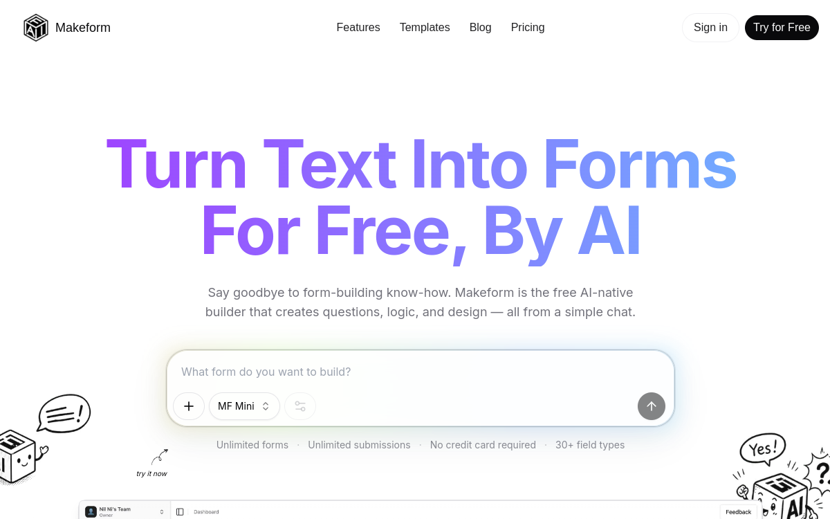 Captura de pantalla de Makeform AI
