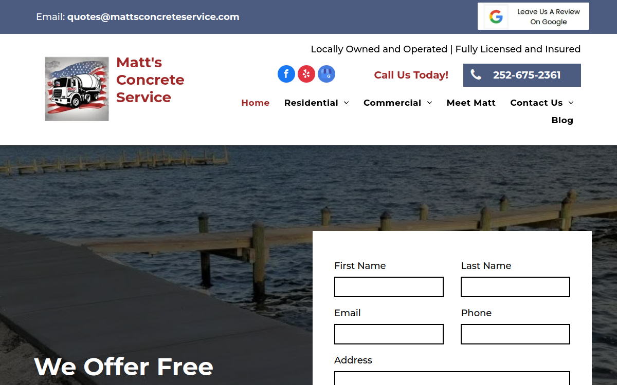 Matt's Concrete Service website screenshot