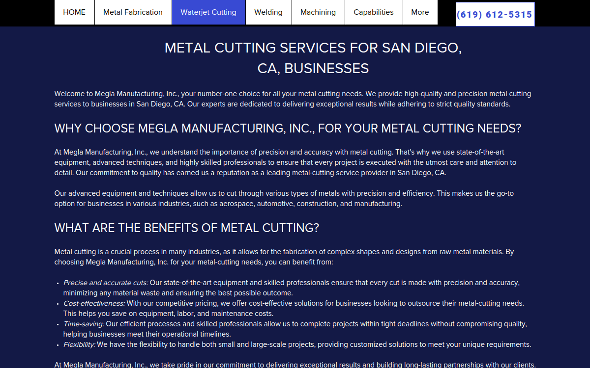 Megla Manufacturing, Inc. website screenshot