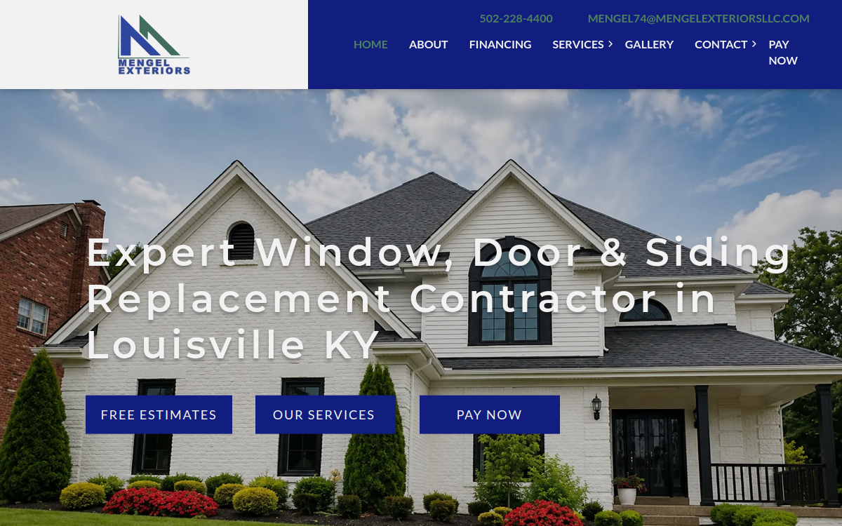 Mengel Exteriors, LLC website screenshot
