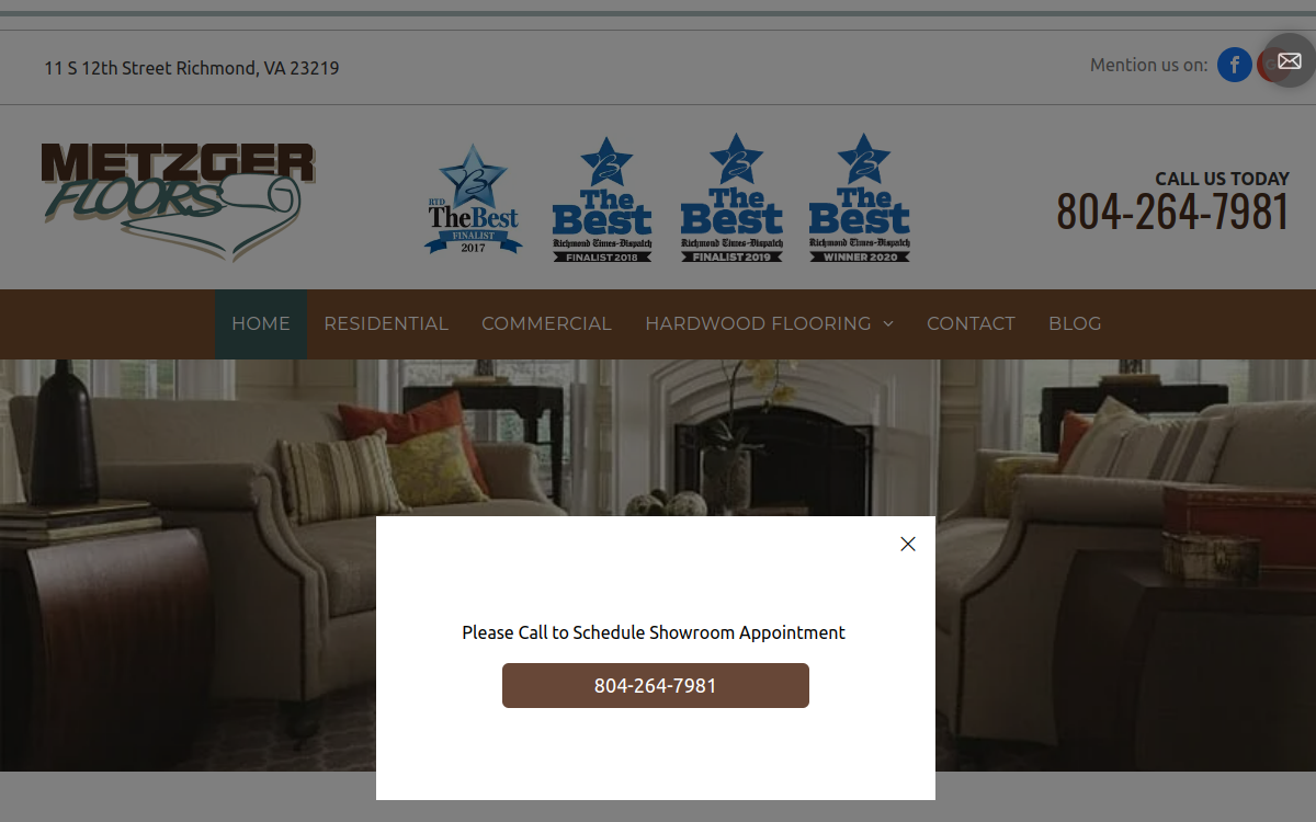 Metzger Floors website screenshot